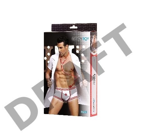 Костюм доктора Candy Boy Daniel (халат, боксеры, стетоскоп, значок), бело-красный, OS