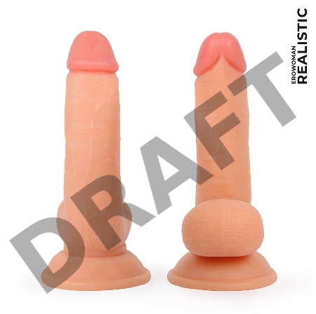 Телесный реалистичный фаллоимитатор Erowoman - 18 см.