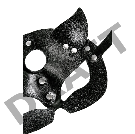 Маска кошки Pecado BDSM, рельефная, натуральная кожа, чёрная