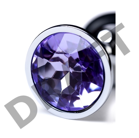 Анальная втулка Metal by TOYFA, металл, серебряная, с фиолетовым кристаллом, 7 см, Ø 2,8 см, 50 г