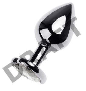 Анальная втулка Metal by TOYFA, металл, серебряная, с красным кристаллом, 8 см, Ø 3,4 см, 85 г