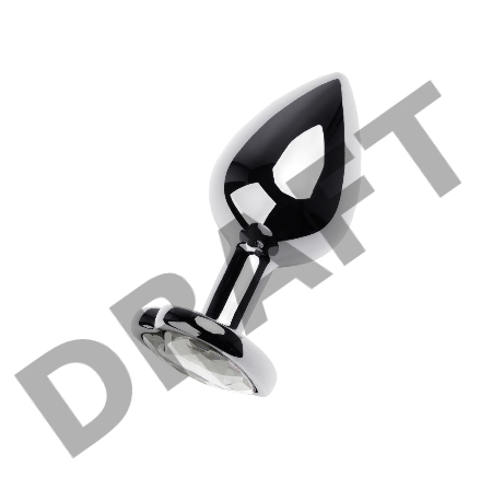 Анальная втулка Metal by TOYFA, металл, серебряная, с красным кристаллом, 8 см, Ø 3,4 см, 85 г