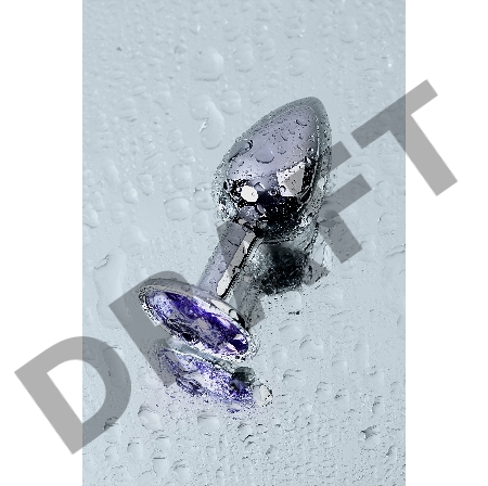 Анальная втулка Metal by TOYFA, металл, серебряная, с фиолетовым кристаллом, 7 см, Ø 2,8 см, 50 г