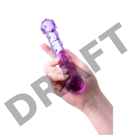 Двусторонний фаллоимитатор Sexus Glass, стекло, фиолетовый, 19,5 см