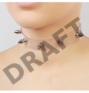 Узкий прозрачный ошейник с шипами