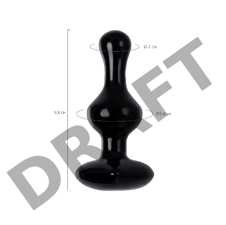 Анальная втулка Sexus Glass, стекло, черная, 9,8 см