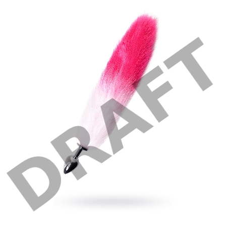 Анальная втулка Metal by TOYFA с бело-розовым хвостом, металл, серебряная, 45 см, Ø 3,3 см