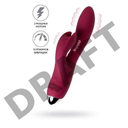 Вибратор с клиторальным стимулятором L'EROINA by TOYFA Mion, силикон, бордовый, 22 см