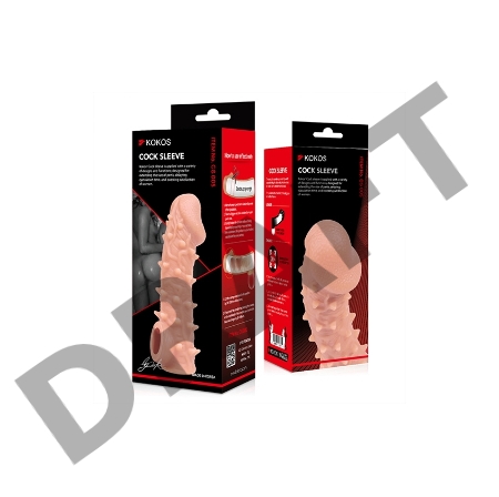  Насадка KOKOS реалистичная с дополнительной стимуляцией, TPE, телесная, 15.6 см