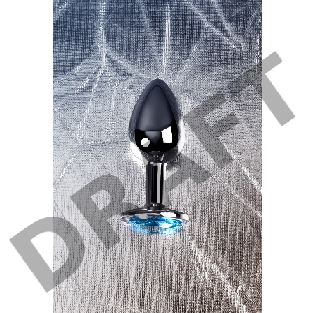 Анальная втулка Metal by TOYFA, металл, серебряная, с голубым кристаллом, 7 см, Ø 2,8 см, 50 г