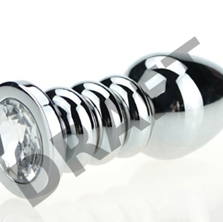 Серебристая фигурная анальная пробка с прозрачным кристаллом - 10,3 см.