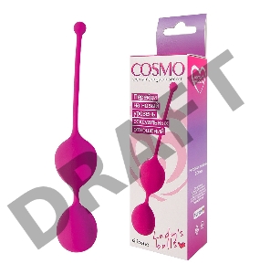 Ярко-розовые двойные вагинальные шарики Cosmo с хвостиком для извлечения