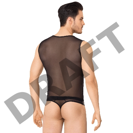 Костюм-сетка на замочке мужской SoftLine Collection (майка, трусы), черный, M/L