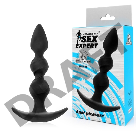 Черная витая пробка-елочка с ограничителем - 16 см.