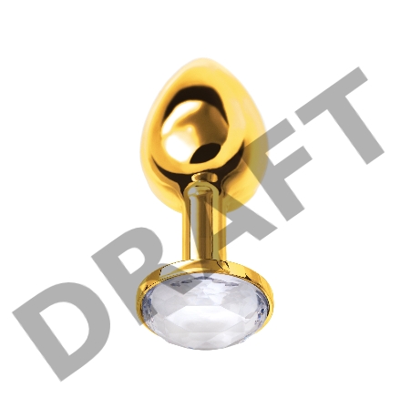 Анальная втулка Metal by TOYFA, металл, золотая, с белым кристаллом, 7,5 см, Ø 3 см, 145 г