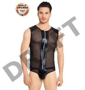 Костюм-сетка на замочке мужской SoftLine Collection (майка, трусы), черный, XL