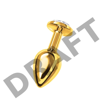 Анальная втулка Metal by TOYFA, металл, золотая, с белым кристаллом, 7,5 см, Ø 3 см, 145 г