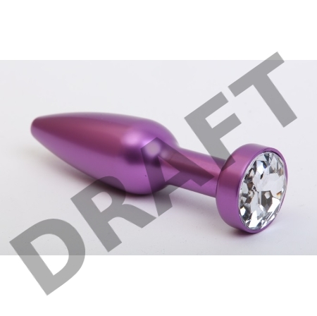 Фиолетовая анальная пробка с прозрачным стразом - 11,2 см.