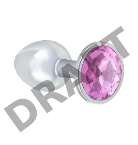 Малая серебристая анальная пробка Diamond Pink Sparkle Small с розовым кристаллом - 7 см.