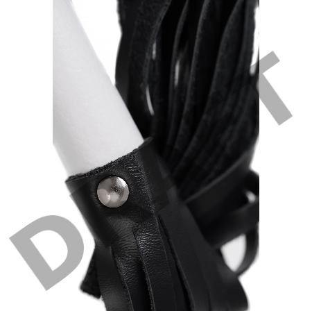 Плеть Pecado BDSM, белая рукоять, чёрные хлысты, натуральная кожа