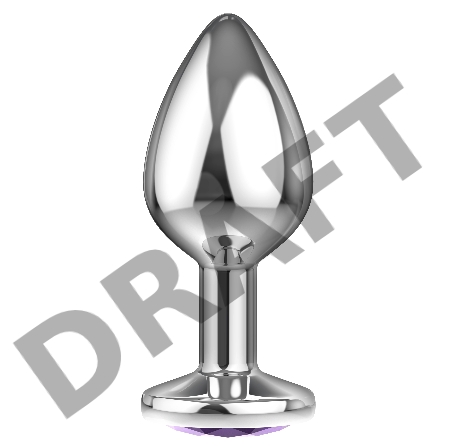 Большая серебристая анальная пробка Diamond Purple Sparkle Large с фиолетовым кристаллом - 8 см.