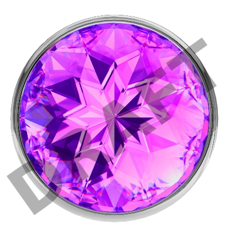 Большая серебристая анальная пробка Diamond Purple Sparkle Large с фиолетовым кристаллом - 8 см.
