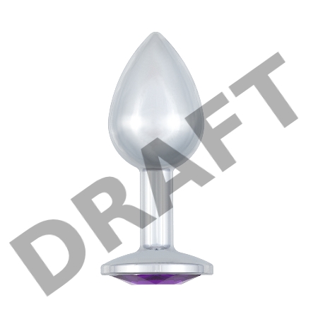 Малая серебристая анальная пробка Diamond Purple Sparkle Small с фиолетовым кристаллом - 7 см.