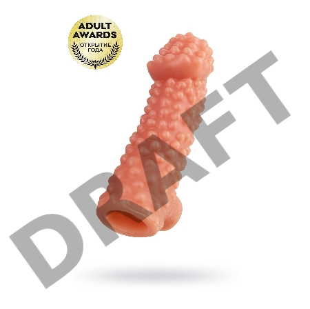 Насадка KOKOS реалистичная с дополнительной стимуляцией, TPE, телесная, 15.6 см