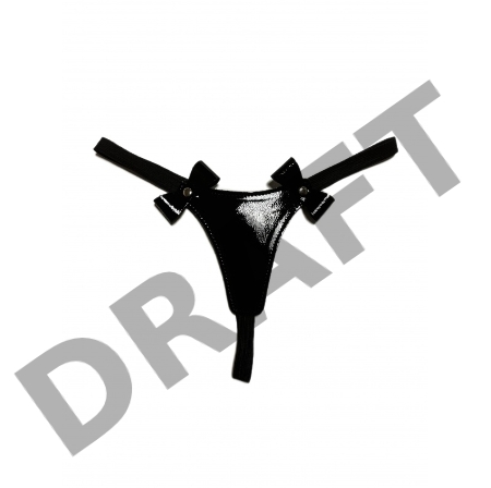 Черные лаковые трусики-стринги с бантиками