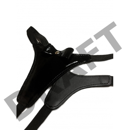 Черные лаковые трусики-стринги с бантиком