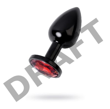 Анальная втулка, Metal by TOYFA, металл, черная, с красным кристаллом, 7,2 см, Ø2,8 см, 50 г