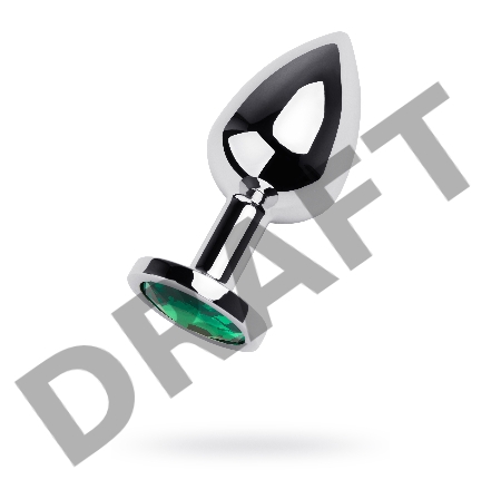 Анальная втулка Metal by TOYFA, металл, серебряная, с зеленым кристаллом, 8 см, Ø 3,4 см, 85 г