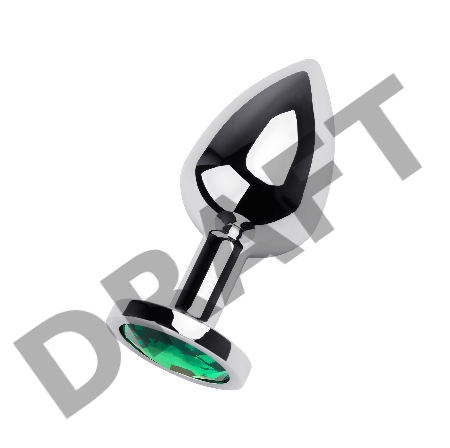 Анальная втулка Metal by TOYFA, металл, серебряная, с зеленым кристаллом, 8 см, Ø 3,4 см, 85 г