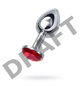 Анальная втулка Metal by TOYFA, металл, серебряная, с рубиновым кристаллом, 7,5 см, Ø 3 см, 145 г