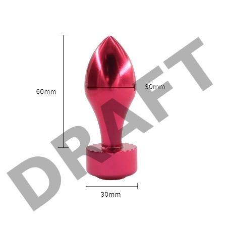 Красная анальная пробка с широким основанием и розовым кристаллом - 7,8 см.