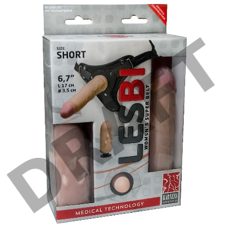 Страпон LoveToy LESBIAN SERIES с поясом Harness, телесный