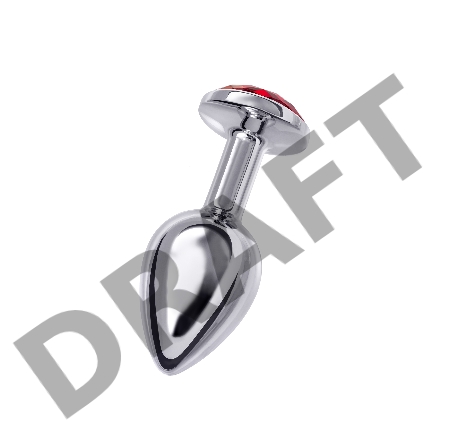 Анальная втулка Metal by TOYFA, металл, серебряная, с рубиновым кристаллом, 7,5 см, Ø 3 см, 145 г