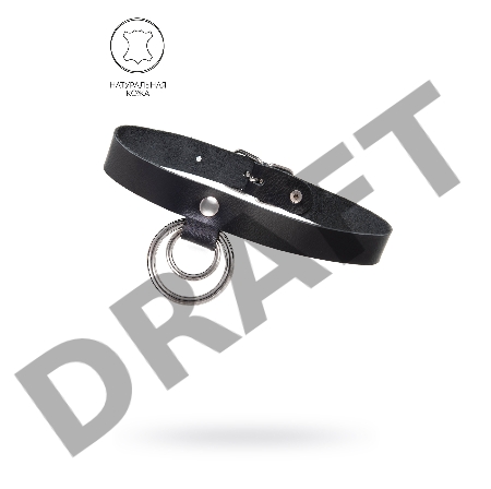 Чокер-ошейник Pecado BDSM, кольцо в кольце, натуральная кожа, чёрный