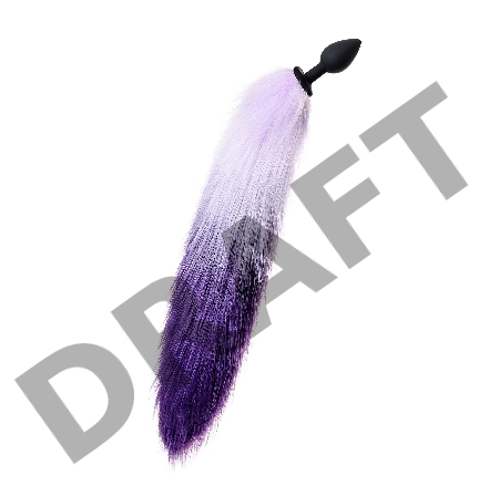 Анальная втулка с бело-фиолетовым хвостом POPO Pleasure by TOYFA, S, силикон, черная, 45 см, Ø 2,7 с