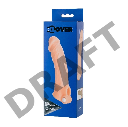 Насадка Toyfa XLover, для увеличения размеров с вибрацией, TPR, телесный, 18,5 см