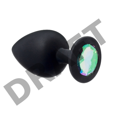 Чёрная анальная пробка Emotions Cutie Large с прозрачным кристаллом - 10 см.