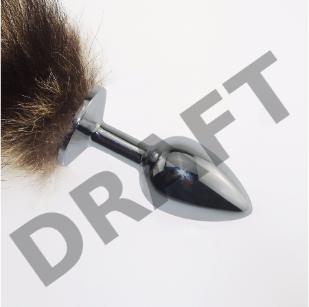 Металлическая анальная пробка с длинным полосатым хвостом