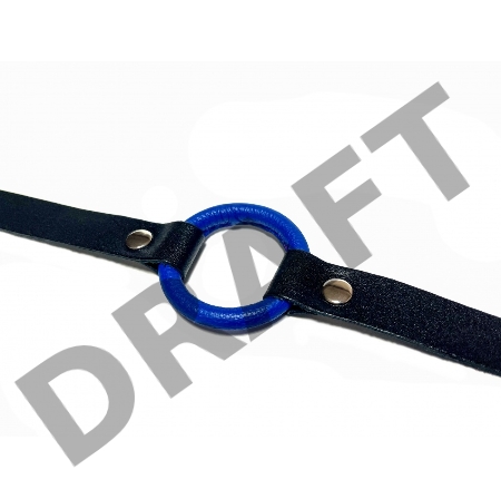 Кляп с синим кольцом кожаный 60012ars