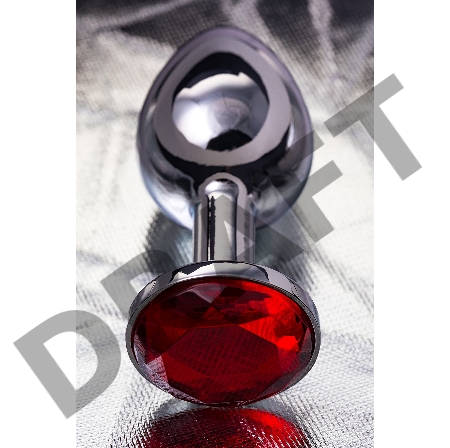 Анальная втулка Metal by TOYFA, металл, серебряная, с рубиновым кристаллом, 7,5 см, Ø 3 см, 145 г