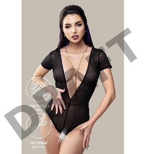 Эротическое боди Waname Abandon с короткими рукавами черное (46-48)