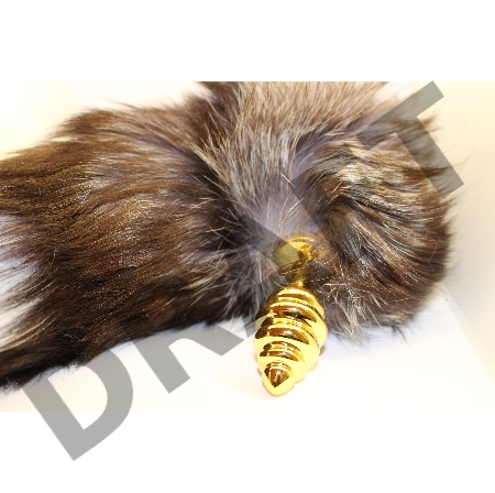 Золотистая анальная пробка с хвостом Королевская лиса