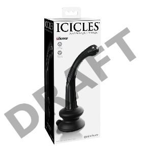 Стеклянный фаллоимитатор с силиконовой присоской, черный