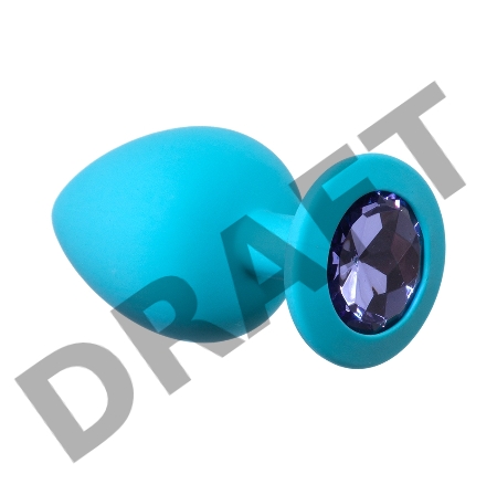 Большая голубая анальная пробка Emotions Cutie Large с фиолетовым кристаллом - 10 см.