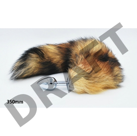 Серебристая анальная пробка с длинным хвостом Королевская лиса