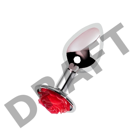 Анальная втулка Metal by TOYFA, металл, серебристая с красной розочкой, 8 см, Ø 2,7 см, 48 г